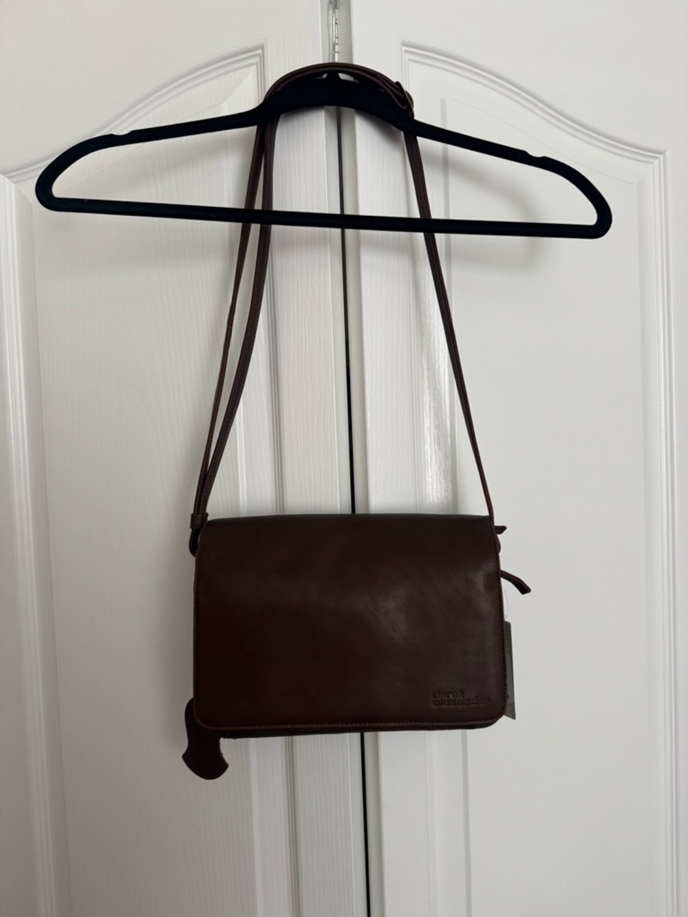 Chocolate Brown Leather Crossbody Messenger Bag by Derek Alexander- BNWT